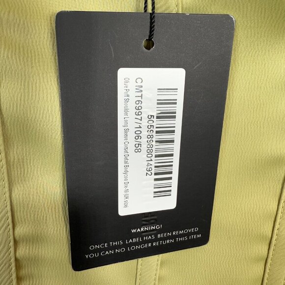 NWT PrettyLittleThing Puff Sleeve Corset Bodycon Mini Dress Womens 6 Olive Green - Picture 9 of 15